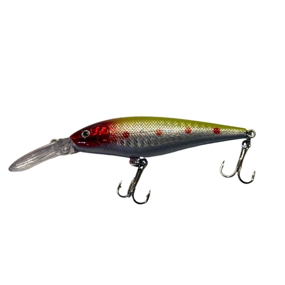 Red Head‎ Chartreuse Silver Deep Diving Crankbait Fishing Lure 3.5 Inch